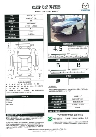 【MAZDA3ファストバック　2.0 20S レトロスポーツエディションマツダコネクトナビ 360°モニター BOSE ALH ETC MRCC シートヒーター  ステアリングヒーター SBS BSM レーンキープアシスト 交通標識認識システム 試乗車アップ　327qi004】の車両評価書｜関東マツダ　U-CAR NET ユーカーネット