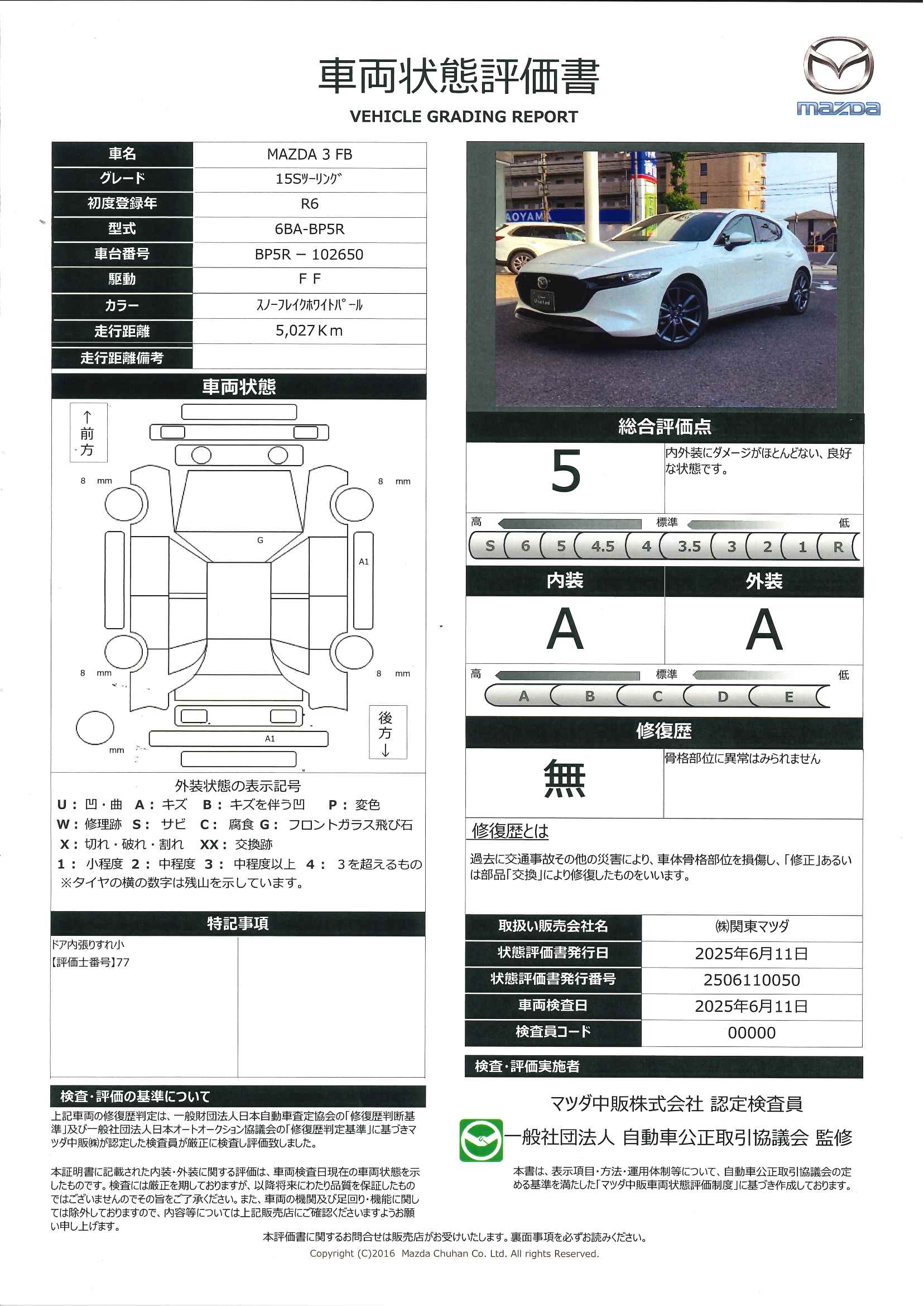 【MAZDA3ファストバック　1.5 15S ツーリング衝突被害軽減ブレーキ　AT誤発進抑制制御　18インチアルミ　ハイビームコントロール　レーダークルーズコントロール　360度モニター　381qd020】の車両評価書｜関東マツダ　U-CAR NET ユーカーネット