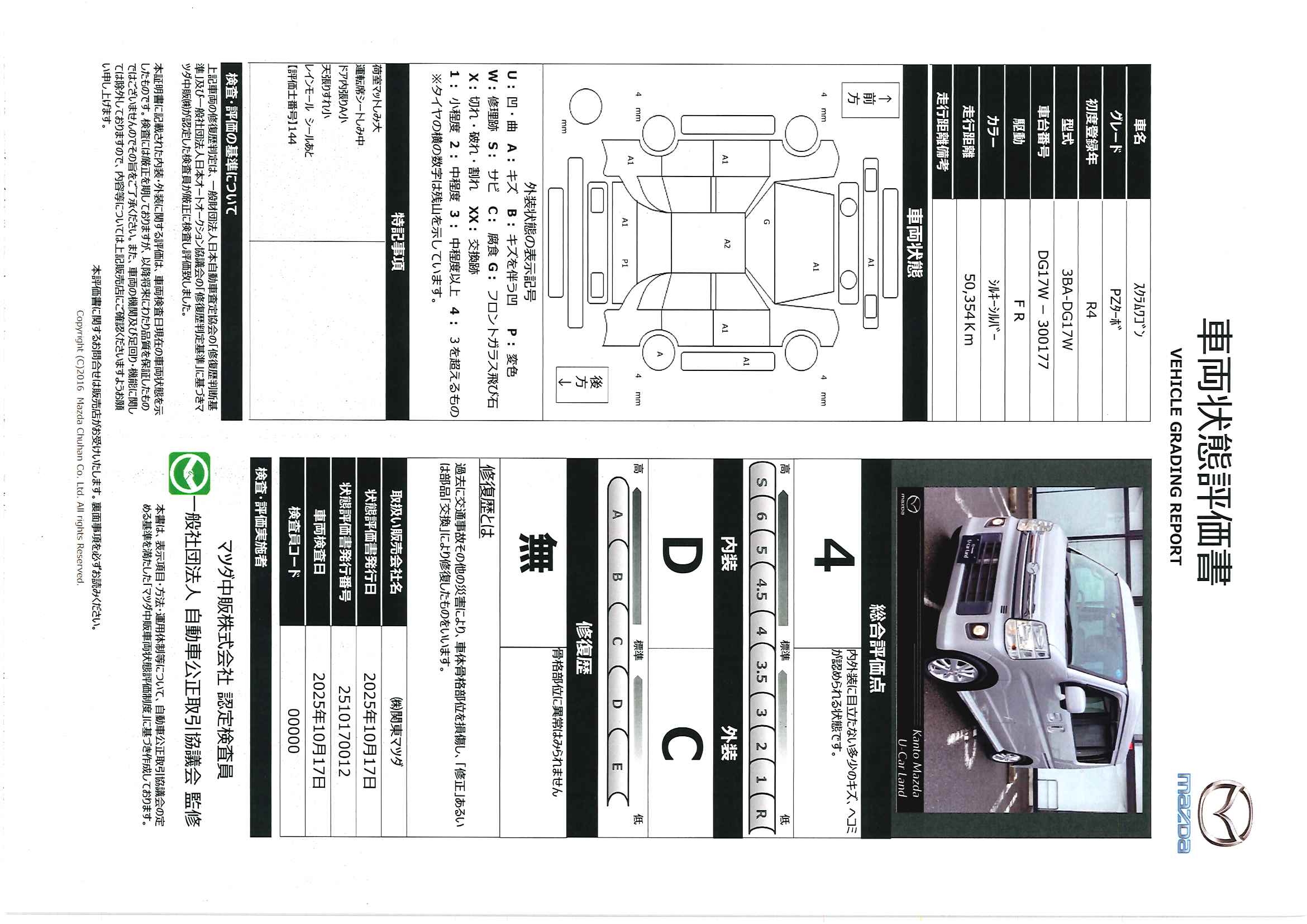 【スクラムワゴン　660 PZターボ ハイルーフ　メモリーナビ　ETC　2カメラドライブレコーダー　片側電動スライドドア　HIDヘッドライト　アクセル踏み間違い防止装置　衝突被害軽減ブレーキ　448qj010】の車両評価書｜関東マツダ　U-CAR NET ユーカーネット
