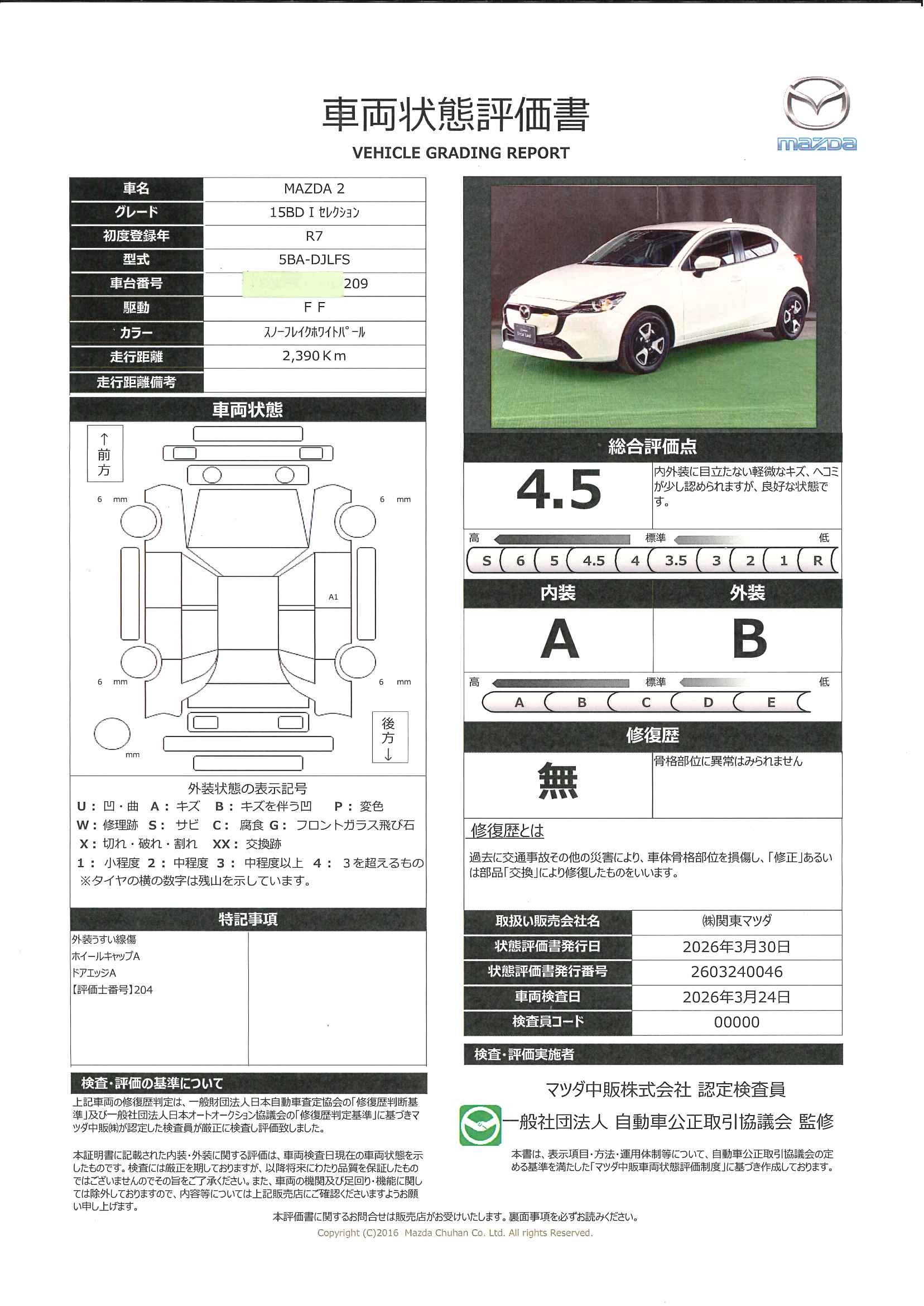【MAZDA2　1.5 15BD i セレクション360モニター　ETC　試乗車アップ　642rc011】の車両評価書｜関東マツダ　U-CAR NET ユーカーネット