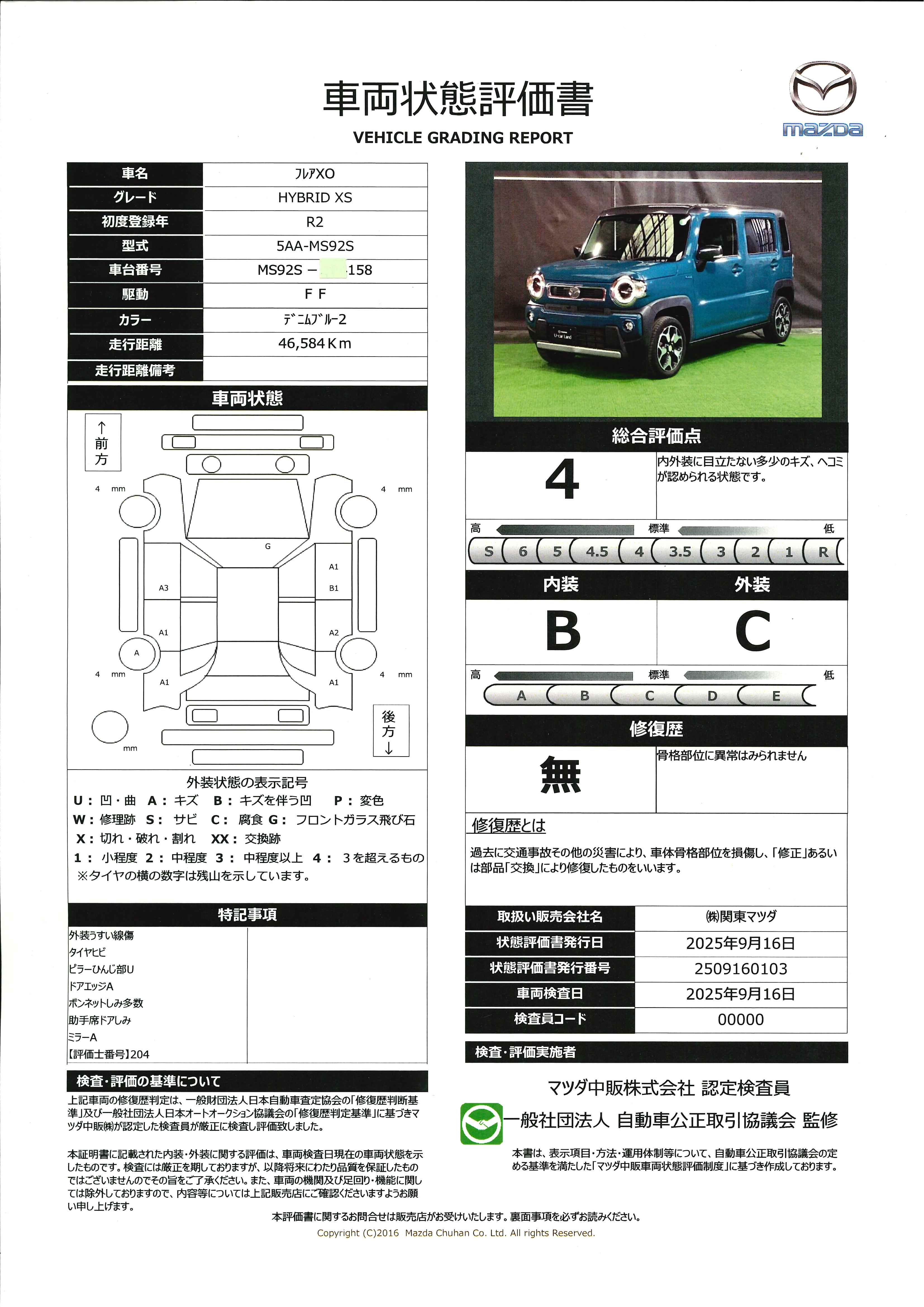 【フレアクロスオーバー　　660 ハイブリッド XS全方位モニター　パナソニック製8インチナビ　地デジ　デュアルカメラブレーキサポート　643qi006】の車両評価書｜関東マツダ　U-CAR NET ユーカーネット