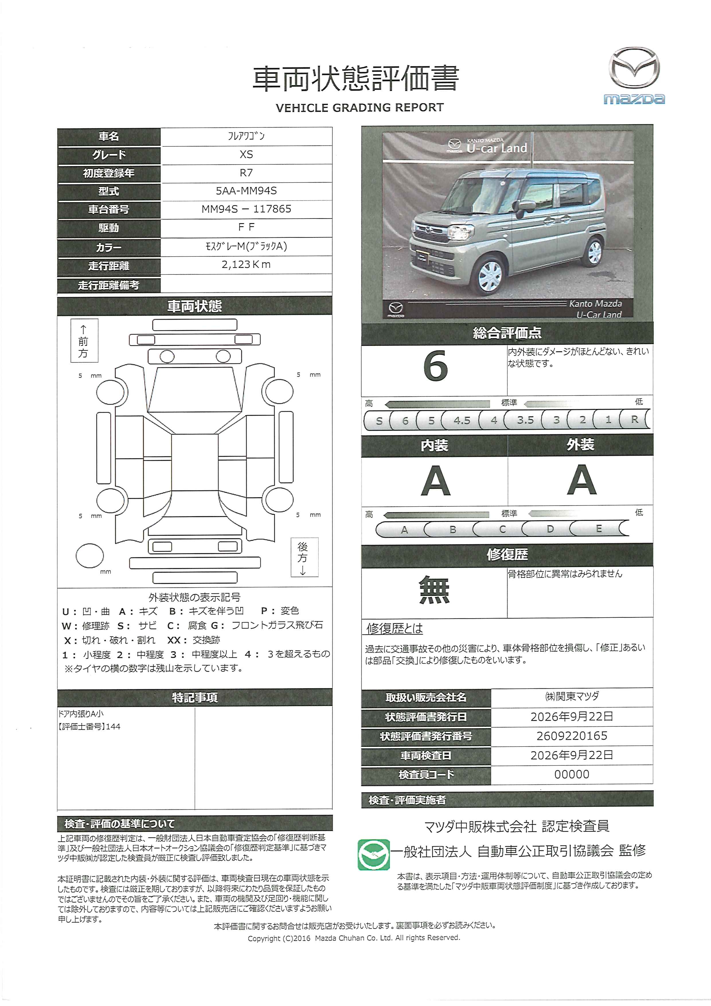 【フレアワゴン　660 XS全方位モニター9インチメモリーナビゲーションPKG　Bluetooth　両側電動スライドドア　643ri013】の車両評価書｜関東マツダ　U-CAR NET ユーカーネット