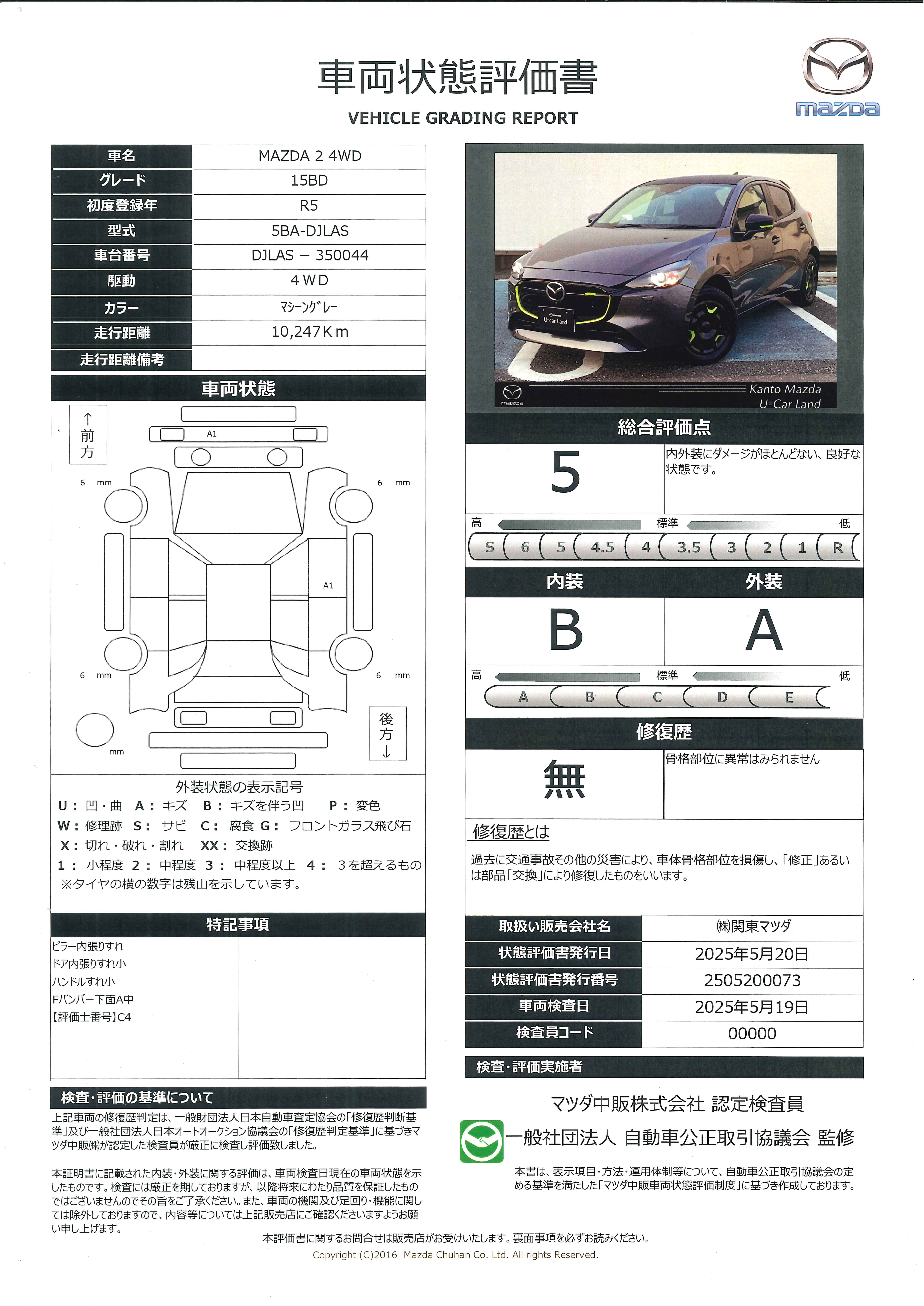 【MAZDA2　15BD 4WDマツダコネクトナビ　ETC　LEDヘッドライト　オートライト　360°ビューモニター　スマートキー　686qd012】の車両評価書｜関東マツダ　U-CAR NET ユーカーネット